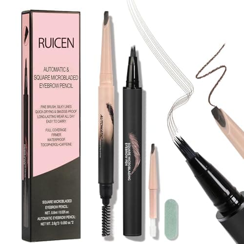 Image of Eyebrow Pencil, Eyebrow Pen Set with Brow-Fection Angled Brush and Blade & Shade Brow Pencil, Draws Tiny Brow Hairs and Fills in Sparse Areas and Gaps, Up to 24HR Make Up Wear - 02# Brown