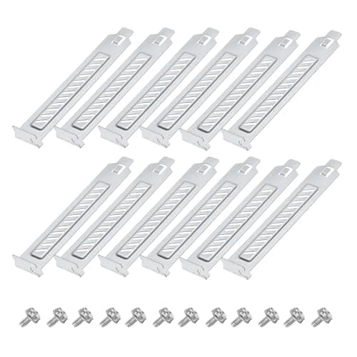 Image of sourcing map 12PCS Silvery PCI Slot Cover Dust Filter, Blanking Plate Ventilation Deflector Bracket Expansion with Slant Holes for Computer Cases
