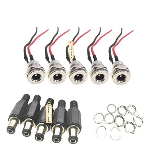 Image of Lsgoodcare 5.5 x 2.1 MM 10A Dc Power Jack Socket Dc-099 30V Threaded Female Mount Connector Adapter with 3.94Ich 18Awg Cable & Dc Barrel Jack Plug Male