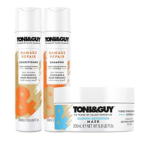 Image of Bundle of Toni & Guy Smooth Definition Hair Mask 200ml, Damage Repair Conditioner 250ml, and Shampoo 250ml, Hair becomes Stronger and More Resilient With Every Wash
