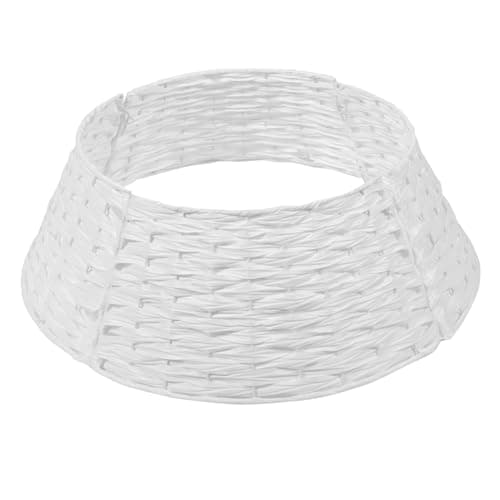 Image of Alipis Woven Xmas Tree Collar Basket Hand Woven Xmas Tree Skirt Round Frame Natural Decorative for Holiday Home