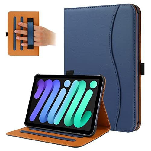 Image of FANRTE iPad Mini 6th Generation Case 8.3 Inch 2021, Premium PU Leather Folio Stand Smart Protective Cover, Multi-Viewing Angles and Auto Wake & Sleep Function for iPad Mini 6th Gen (Dark Blue)