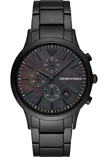Image of Emporio Armani Watch for Men, Quartz Chronograph Movement, 43 mm Black Stainless Steel Case with a Stainless Steel Strap, AR11275