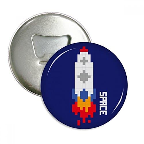 Image of DIYthinker Space Ship Rocket Fire Universe Pixel Round Bottle Opener Refrigerator Magnet Badge Button 3pcs Gift
