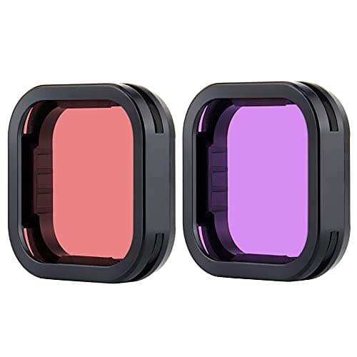 Image of YALLSAME Diving Filter for GoPro Hero 12 11 10 9 Black in Color Red & Magenta, Ideal for Diving Snorkeling Underwater Recording, 2-Pack Lens Filter Set for Go Pro 9 10 11