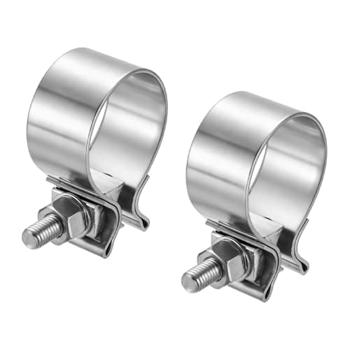 Image of sourcing map 2 Pcs T-Bolt Hose Clamp 48-50mm Stainless Steel Joint Bolt Exhaust Clamp Band Width 31mm for Pipes Mufflers Hose Water Pipe, Silver