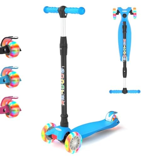 Image of KORIMEFA 3 Wheel Kids Scooter Kick Scooter for Boys and Girls Toddler scooter with Adjustable Height, Lean to Steer, Flashing Light Up Wheels, Aged 3 to 12 years
