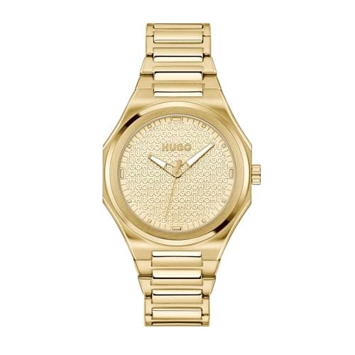 Image of HUGO Three Hand Quartz Movement Watch for Women #Grail for HER Collection with Gold Colored Stainless Steel Bracelet - 1540177