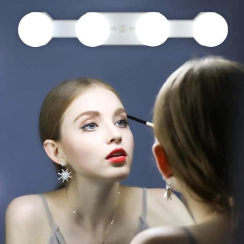 Image of Makeup Lights Cordless Portable, LED Vanity Mirror Light Kit Hollywood Style USB Rechargeable, 4 Dimmable Bulbs Multifunction Fill Lights Battery Powered for Dressing Table Bathroom (No Mirror)