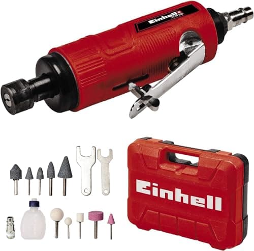 Image of Einhell TC-PP 220 Compressed air bar Sander (6.3 bar, 128 l/min, Compressed air Equipment for Sanding, polishing, Engraving and deburring incl. 10 Wheels, Carrying case, Oil-)