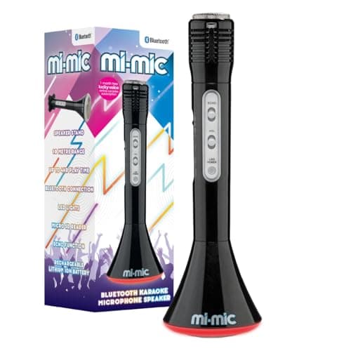 Image of Mi-Mic Kids Karaoke Microphone | Wireless Speaker with Wireless Bluetooth and LED Lights Microphone for Kids, Black
