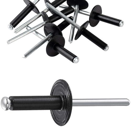 Image of 80 Pcs Large Flange Rivets Kit, M4.8 x 25mm Black Pop Rivets Aluminum Blind Rivet Assortment, Rivets for Metal, Plastic Wood Sheet Mounting, DIY (M4.8 x 25)