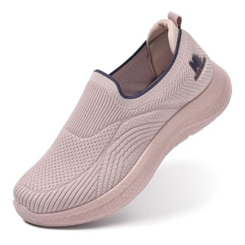 Image of Women's Slip-On Walking Shoes Mesh Breathable Lightweight Casual Sneakers for Work Gym Running Training Shoes (Pink, Adult, Women, 8, Numeric, UK Footwear Size System, Medium)