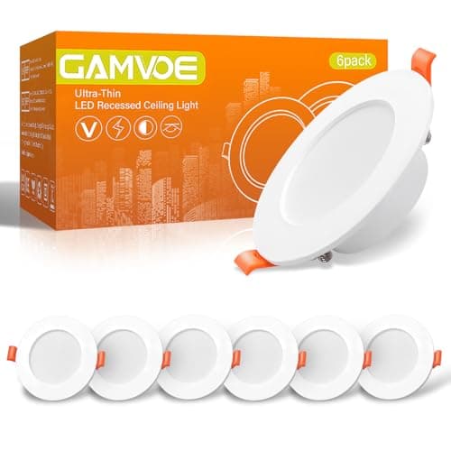 Image of GAMVOE LED Downlights Ultra Slim 6W LED Recessed Ceiling Lights, 6000K Natural White, Round Spotlights for Bathroom Kitchen Living Room (6 Pack)