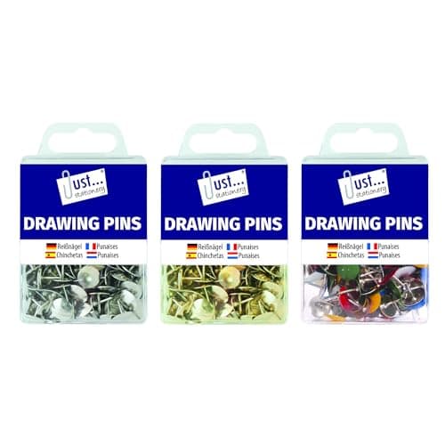 Image of Just Stationery 978950 Assorted Drawing Pins Pack of 120