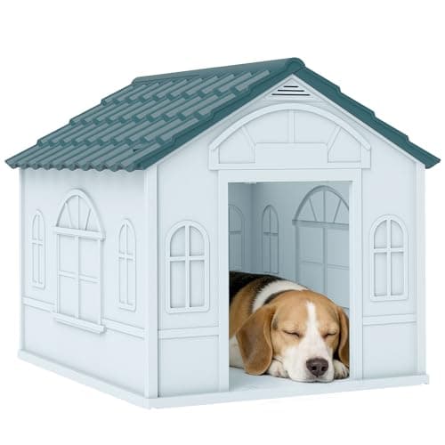 Image of PawHut Weather-Resistant Dog House, Puppy Shelter for Medium Dogs - Blue