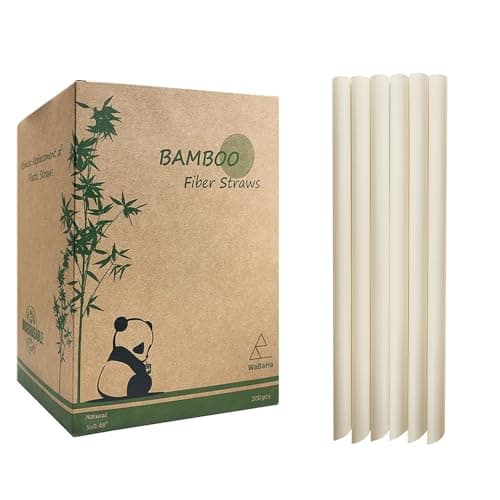 Image of Nature Bamboo Smoothis Straw for Bubble Tea, 12x230mm, 200 Pcs Sharp End Biodegradable Bamboo Fiber Drinking Straws,Compostable Boba Milkshake Jumbo Straws, Perfect Alternative to Plastic Straws