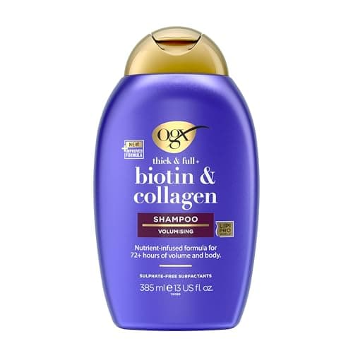 Image of OGX Biotin and Collagen Volumising Hair Shampoo, Thick and Full, with Vitamin B7 Biotin, and Collagen, for Fine Hair, Sulfate Free Surfactants, 385ml