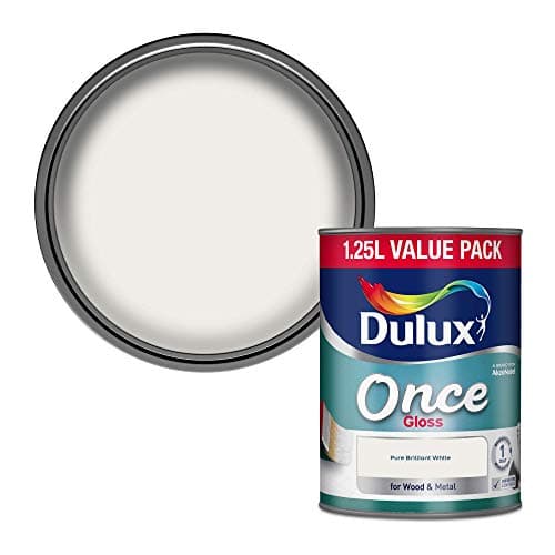 Image of Dulux Once Gloss Paint For Wood And Metal, Pure Brilliant White, 1.25 L