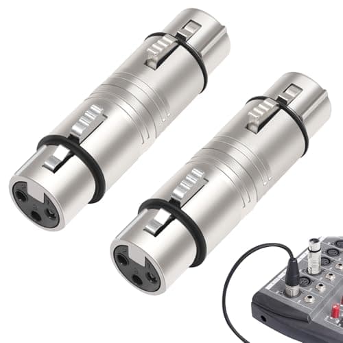 Image of yimeizhiguang 2-Pack XLR Female to Female Adapter, XLR 3 Pin Coupler Gender Changer Nickel Plated for Microphone, Mixing Console, Audio Interface, Camera and Power Amplifier