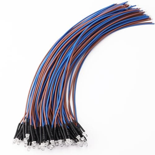 Image of YIXISI 40 PCS 3mm LED Diodes Light, 12V 20cm Pre Wired LED, Emitting Diodes Pre Wired, Ice Blue