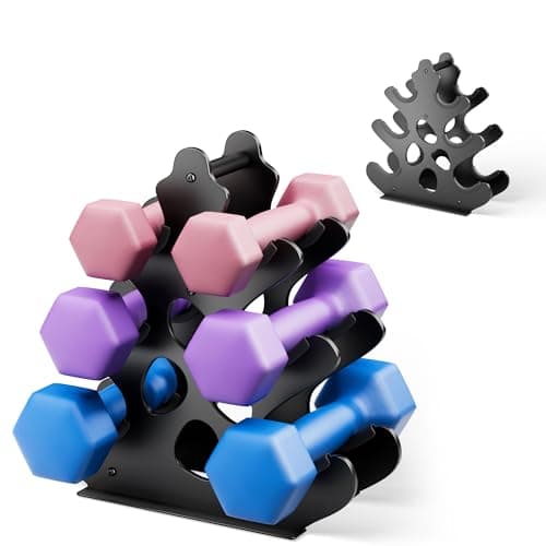 Image of 3 Tier Metal Dumbbell Rack, Weight Rack For Home Gym, Dumbbell Stand for Free Weights