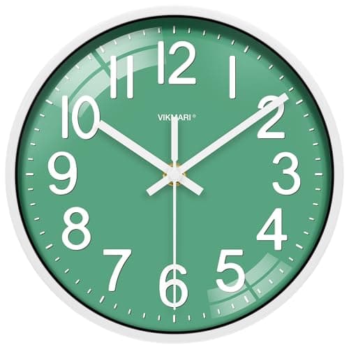 Image of VIKMARI Teal Wall Clock, 12 Inch Silent Battery Operated Modern Clocks for Bedroom Home School Kitchen Living Room Office