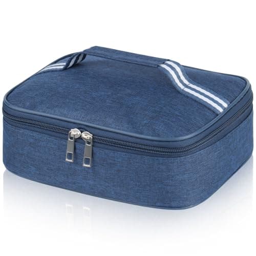 Image of lohey Insulated Lunch Bag for Men Women Kids, Small Lunch Box Adults Cool Bag with Handle, Portable Thermal Cooler Box Bag for Work, School, Picnic Outdoor (Blue)