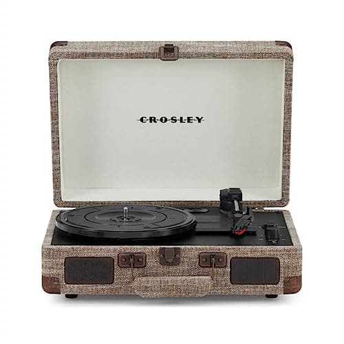 Image of Crosley Cruiser Plus Portable Turntable - Bluetooth Record Player, 3-Speed Suitcase Vinyl Player, Home Turntables for Vinyl Records, Built in Stereo Speakers & Bluetooth Receiver, AUX Input, Havana