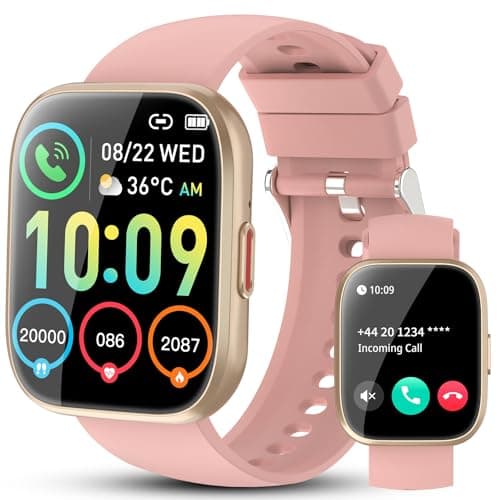 Image of Smart Watch (Answer/Make Calls), Smart Watches for Men Women with 1.85 Touch Screen, Step Counter, IP68 Waterproof, 112 Sport Modes , Heart Rate/Sleep Monitor Fitness Watch for iOS Android, Pink