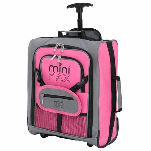 Image of Aerolite MiniMAX 40x30x20cm Ryanair & Wizz Air Max Size Kids Childrens Lightweight Under Seat Carry On Cabin Hand Luggage Flight Travel Backpack Trolley Bag 40x30x20 2 Wheels (Pink)