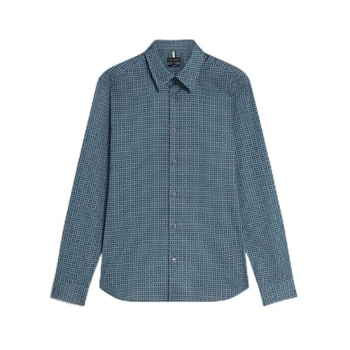 Image of Ted Baker Mens LS Geo Shirt Long Sleeve Navy 4