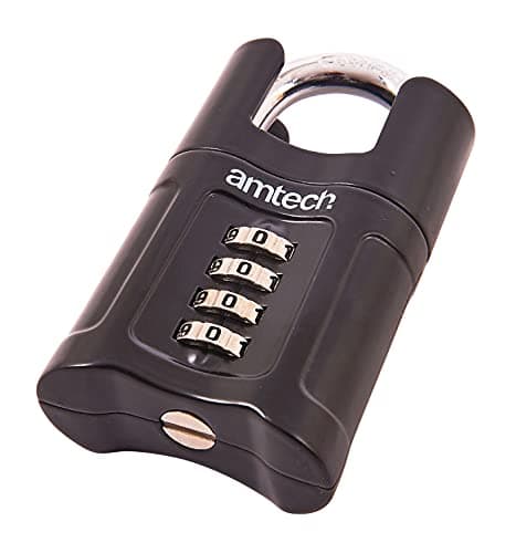 Image of Amtech 50mm 4 Digit Combination Padlock, 8mm Hardened Steel Shackle with Guarded Design, for Securing Luggage, Lockers and Toolboxes.