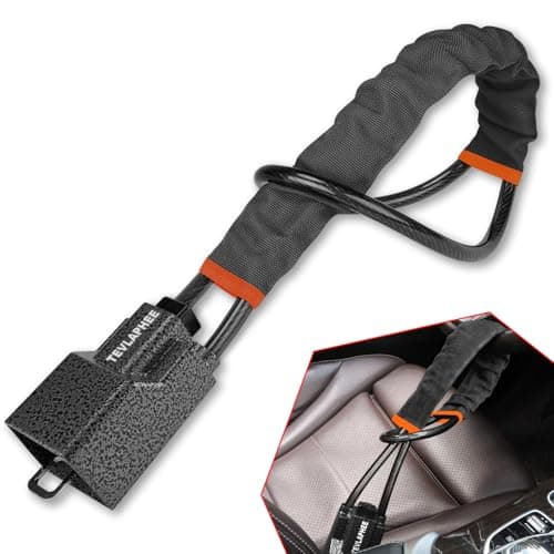 Image of Tevlaphee Upgraded Steering Wheel Lock, Seat Belt Lock, Metal Head, High Visibility Car Lock Anti-Theft Device, Heavy Duty, Universal Fit for Car, SUV, Pickup, Jeep, Van, RV, 3Keys(Black)