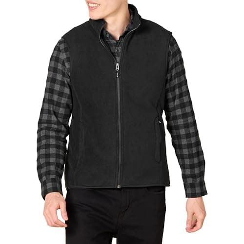Image of Amazon Essentials Men's Full-Zip Polar Fleece Vest (Available in Big & Tall), Black, M