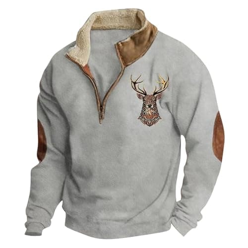 Image of Funny Christmas Sweaters Fleece Pullover Men Grandad t Shirts for Men Sweatshirt for Men Winter Steampunk Jacket Men Shirt Hoodies Men Christmas Jumper Mens Mens Sheepskin Jacket （Grey, XL