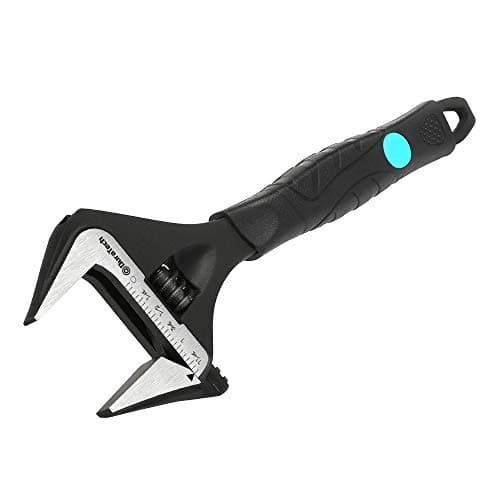 Image of DURATECH 8-Inch (200 mm) Adjustable Wrench, Wide Jaw Large Opening Black Oxide Finish Plumbing Basin Wrench, Hand Repair Tool, Cr-V Steel, SAE and Metric Scale Marked, Ergonomic Grip
