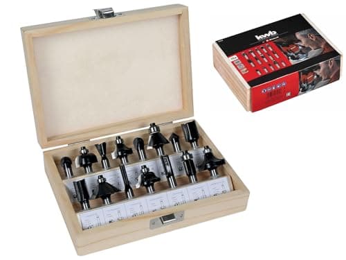 Image of Original Einhell 15-Piece Milling Cutter Set (Suitable for Electric Routers, 15 Pieces, 8 mm Shank Diameter, in Wooden Case)
