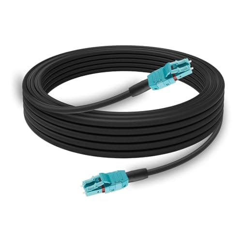 Image of 99FT/30M OM3 LC to LC Outdoor Armored Fiber Patch Cable, Direct Burial Industrial TPU Duplex Multimode Fiber Optic Cable, 40Gb/10Gb, 50/125 um, Uniboot LC-LC Fiber Patch Cable,OD 5mm
