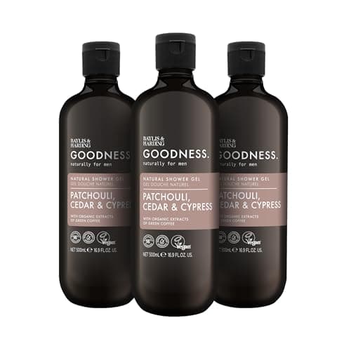 Image of Baylis & Harding Goodness Men's Patchouli, Cedar & Cypress Natural Shower Gel, 500 ml (Pack Of 3) - Vegan Friendly