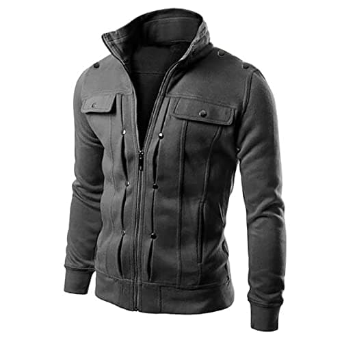 Image of Generisch Autumn Jacket Men's Slim Men's Designed Coats & Jackets for Men Coat Wool Winter, Dark grey, XL