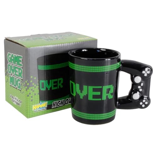 Image of Kapow Gifts Gaming Mug - Game Over Controller Shaped Cup. Retro Gamer Console Gift Boxed.