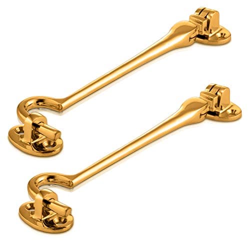 Image of XFORT® 100mm Brass Cabin Hook and Eye Latch for Gates and Doors - Garden Gate Catch