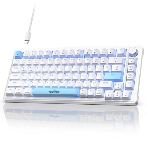 Image of TECKNET Wired Gaming Keyboard, RGB Backlit Keyboards with Gasket Structure, USB C Mechanical Keyboard has 20 Lighting Effects & Multimedia Control Knob, Computer Keyboards for PC Laptop Mac Gamer