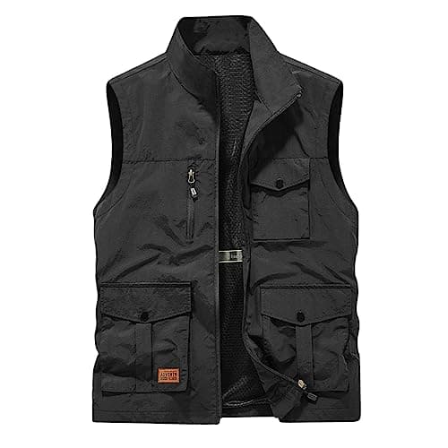 Image of Men'S Tactical Vest Military Cargo Outdoor Outerwear Gilets Plus Size Men Softshell Solid Stand Collar Sleeveless Jacket Activewear Waistcoat Multi-pocket Working Hunting Sports Vest Jacket Outwear