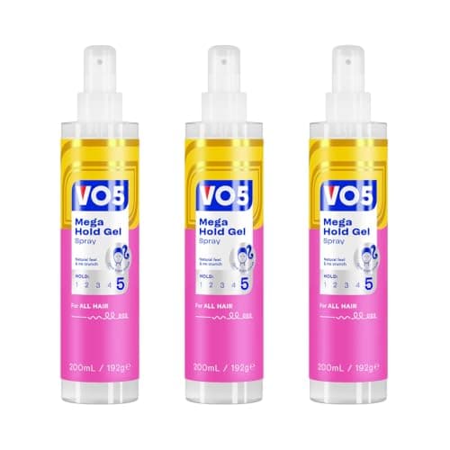 Image of VO5 Mega Hold Gel Spray for All Hair Types, Natural Feel, No Crunch, 200ml, Pack of 3