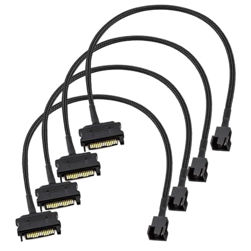 Image of Gebildet 4pcs SATA to 3 Pin / 4 Pin PMW 12V PC Case Fan Power Adapter Cable, 3-Pin or 4-Pin (PWM Connector) to 15 Pin SATA Computer Cooler Cooling Fan Power Cable