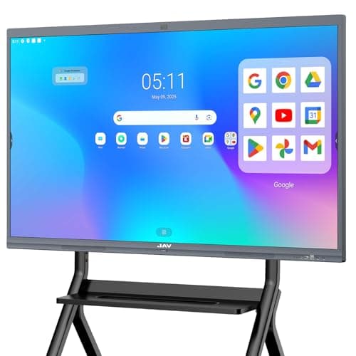 Image of JAV Smart Board Interactive Whiteboard 75 Inch 4K UHD Touchscreen Android 14 with Google EDLA Certified SmartBoard 8+128 GB Built-in 48MP AI Camera Dual System for Office Classroom Home