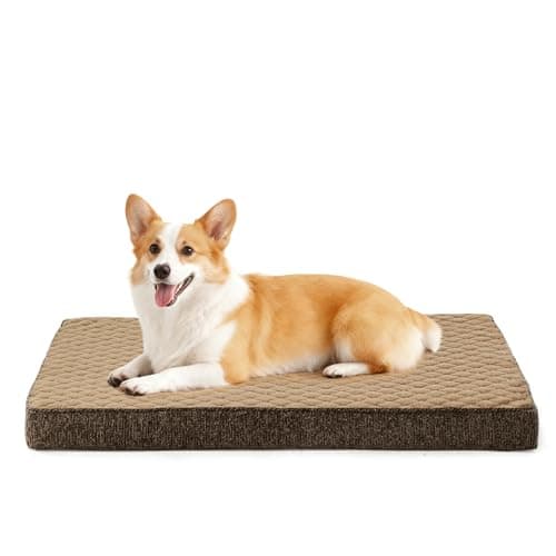 Image of JOEJOY Orthopedic Dog Beds Medium Washable, Dog Crate Bed Memory Foam Dog Bed with Removable Cover, 74x46x7.5CM（Brown）