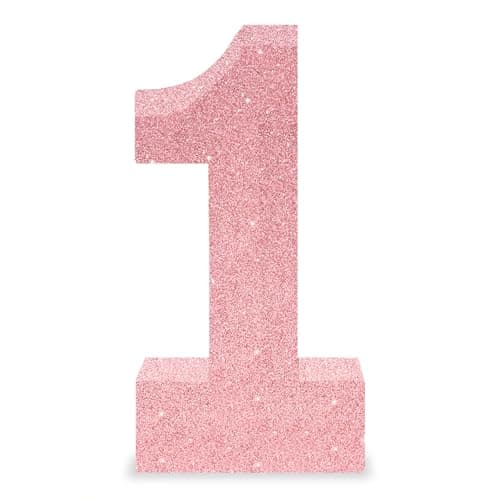 Image of 1st Birthday Table Decorations for Girls Boys, 8" Number 1 Glitter Table Decoration Centrepiece,Standing Large Pink Sweet 1 Sign Table Number for First Birthday Wedding Anniversary Table Decorations